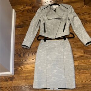 Boss Gray Midi Skirt Suit